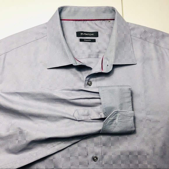 Bugatchi Men Gray Dress Shirts Flip Cuff Size XL - Picture 3 of 8